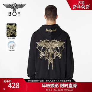 男女潮牌刺绣连帽套头卫衣 BOYLONDON春季 武士御弓