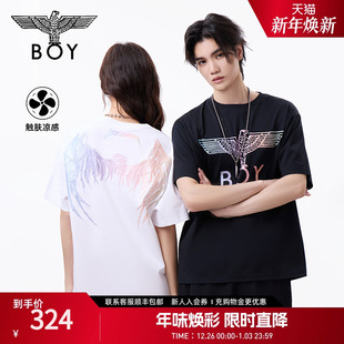 BOYLONDON春夏情侣款 T恤N01912 凉感炫彩翅膀印花潮牌短袖