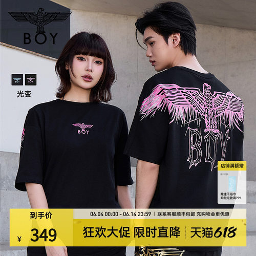 【白羽入夜】BOYLONDON夏季情侣款潮牌紫外线变色短袖T恤N01914