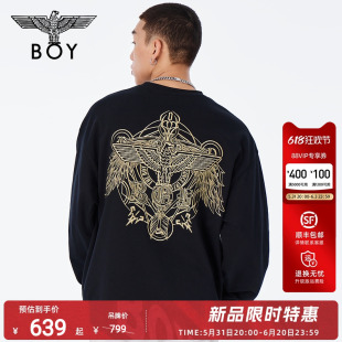 春情侣款 BOYLONDON24新品 长袖 烫金主题设计感黑色圆领卫衣N03952