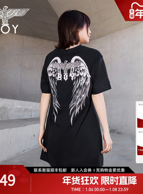 BOYLONDON唯美天使翅膀印花针织时尚潮流春夏女款连衣裙W17006