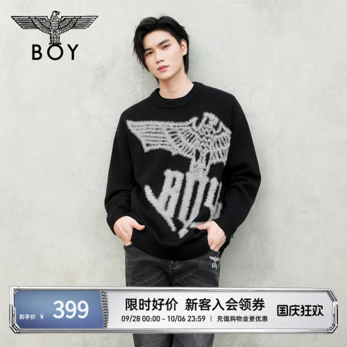 【水墨之影】BOYLONDON冬季男女针织毛衣套头保暖宽松上衣N60038