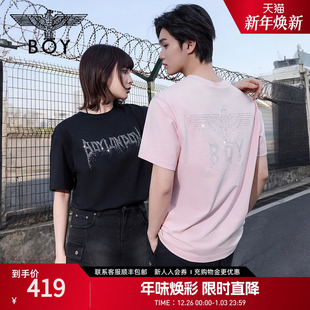 烫钻潮牌针织短袖 BOYLONDON春夏情侣款 T恤N01904 璀璨繁星