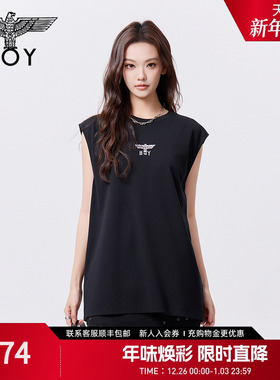 BOYLONDON春夏男女同款休闲潮牌印花无袖T恤N02001