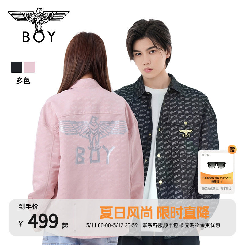 【甜粉英伦】BOYLONDON春季情侣款外套满印潮流长袖衬衫N2