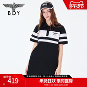 BOYLONDON春夏女士连衣裙字母条纹时尚 休闲polo裙W17800