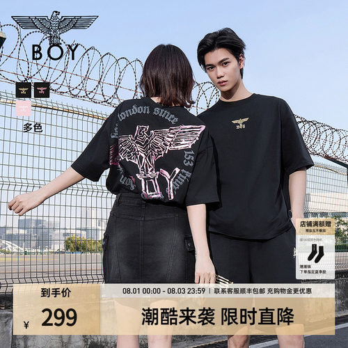【黑粉风暴】BOYLONDON夏季情侣款印花潮牌针织短袖T恤N01911