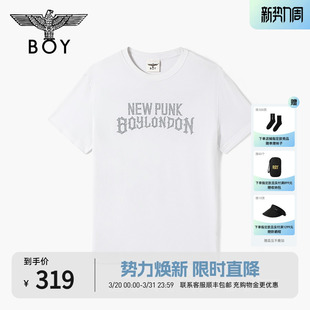 T恤N01304 男女同款 BOYLONDON潮牌简约白色圆领透气纯棉短袖 春季