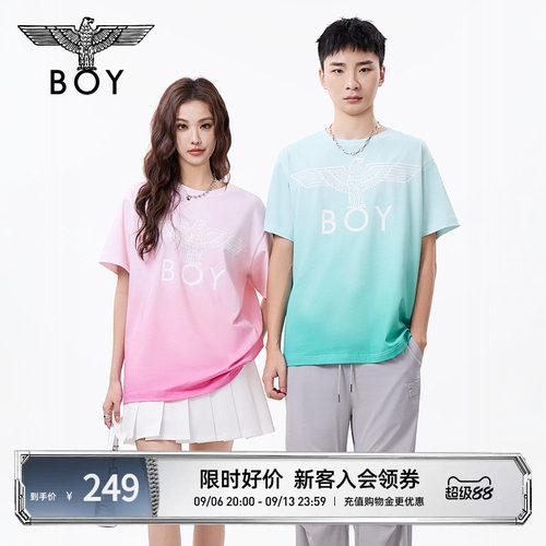 【桃青蜜语】BOYLONDON夏季情侣渐变色翅膀休闲潮牌短袖T恤N01901