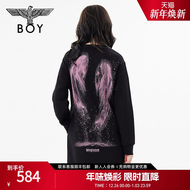 【星辰入海】BOYLONDON裙子白鲸老鹰百搭黑色连衣裙W17008