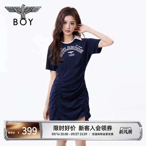 BOYLONDON夏季女款POLO印花修身显瘦休闲潮牌连衣裙W17902
