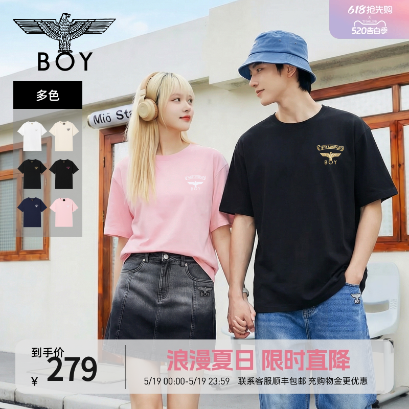 【小LOGO】BOYLONDON夏季情侣款简约小logo休闲短袖