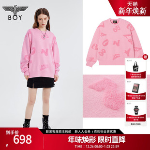 针织毛衣W60801 BOYLONDON秋冬女士字母提花套头长袖 冬日甜心