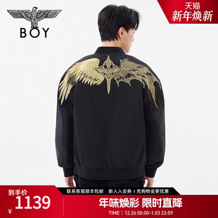 BOYLONDON春季 外套黑金翅膀绣花潮牌保暖棉服N29009 男女同款