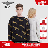 BOYLONDON春季 N60901 针织衫 情侣款 银丝线满印提花套头毛衣女毛衫