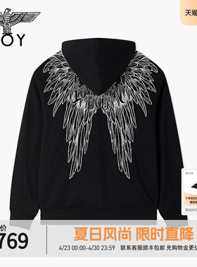 BOYLONDON春季潮牌情侣款美式烫钻刺绣拉链外套卫衣开衫N06027