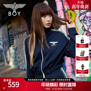 BOYLONDON25春季 半高领撞色复古潮流休闲运动风短外套W12004 女款
