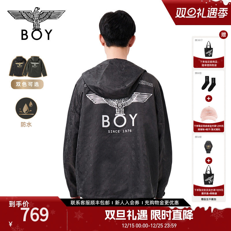 BOYLONDON潮牌夹克外套春季户外防水连帽上衣提花男女同款N