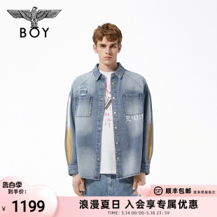 做旧复古风蓝色牛仔外套N48001 男女同款 衬衫 BOYLONDON潮牌长袖