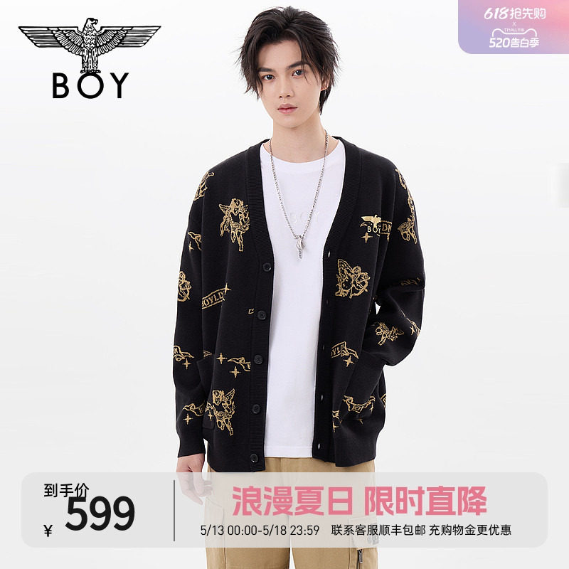 【爱神降临】BOYLONDON春季潮牌外套情侣款V领针织毛衣开衫