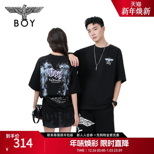 春夏烫钻翅膀印花时尚 BOYLONDON潮牌短袖 宽松T恤N01005 烟花
