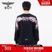 白鲸烫钻圆领套头卫衣N03041 男女同款 星河之翼 BOYLONDON春季