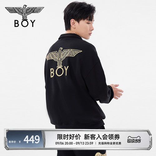 boylondon24金线绣花半拉链卫衣