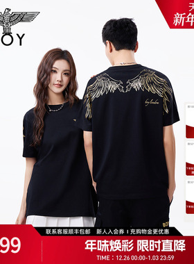 BOYLONDON春夏情侣款休闲潮牌百搭男女简约时尚纯棉短袖T恤N01909