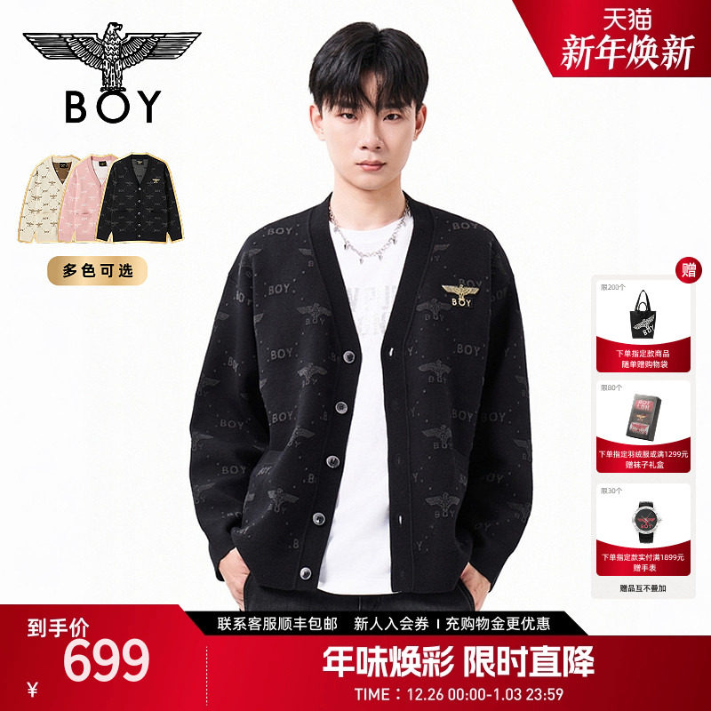 【焦糖芝士】BOYLONDON春季情侣潮牌印花针织毛衣开衫外套N