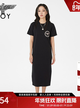 【夏日画廊】BOYLONDON夏女士长裙显瘦开叉宽松黑色连衣裙W17703