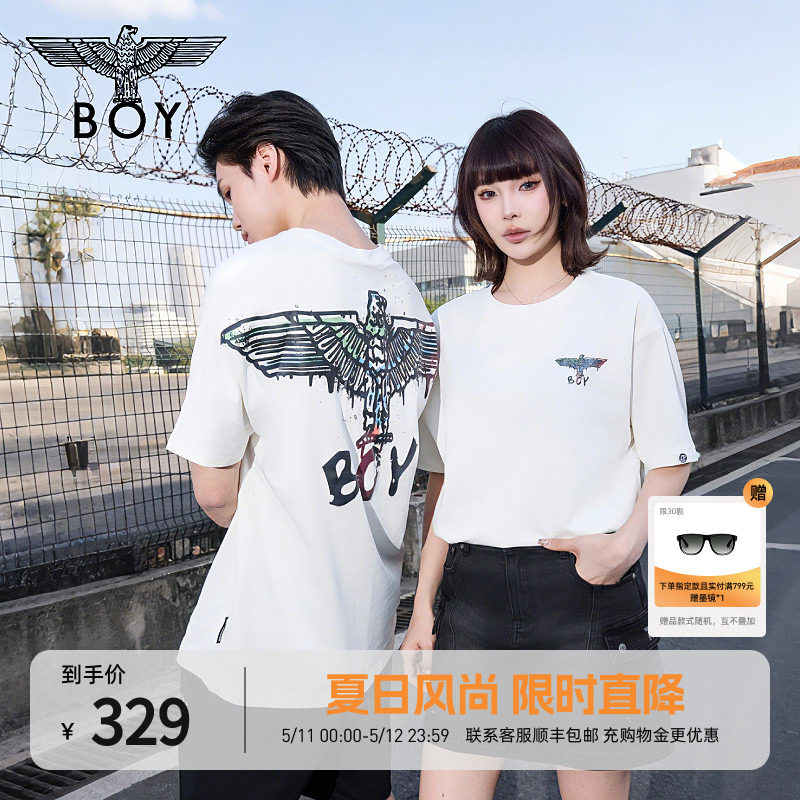 【艺术家涂鸦】BOYLONDON夏男女同款高街潮牌针织短袖T恤N