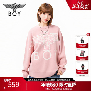 慵懒保暖提花圆领套头毛衣N60905 时尚 BOYLONDON冬季 潮牌情侣款