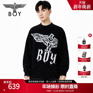 N60017 提花情侣毛衣圆领针织衫 BOYLONDON2025年秋冬新款 潮牌时尚