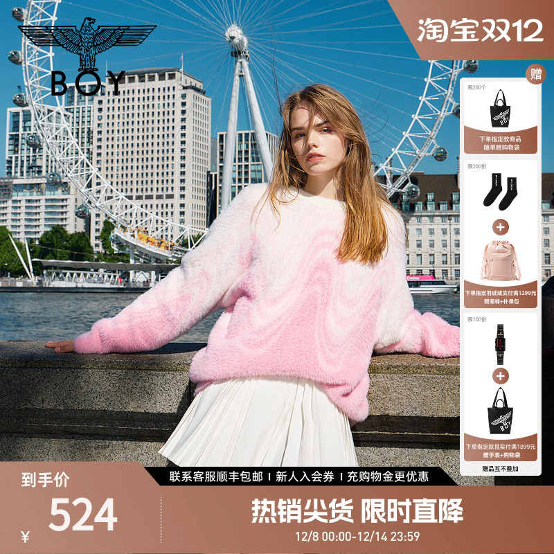 【草莓冰淇淋】BOYLONDON2025新款秋季圆领长袖针织毛衣N60009