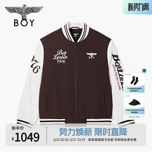 棉服N29013 短款 BOYLONDON时尚 棕白拼接字母棒球服秋冬男女同款