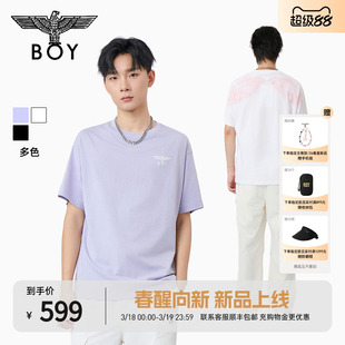 BOYLONDON时尚潮牌烫钻渐变翅膀短袖2026春夏新款男女T恤N01019