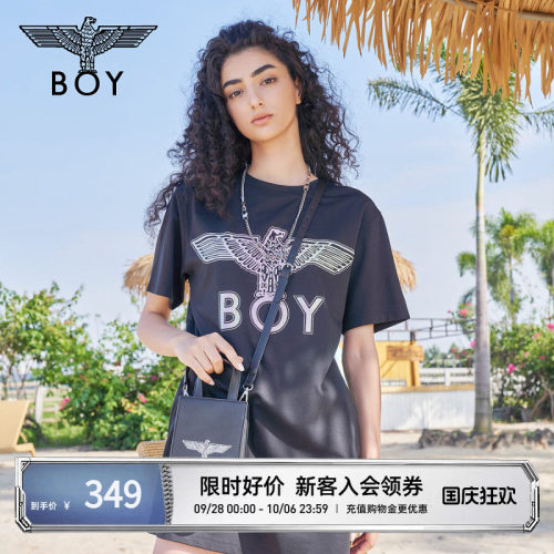 【极光恋人】BOYLONDON夏季印花烫钻宽松休闲百搭连衣裙W17001