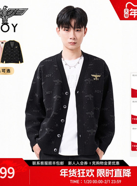 【焦糖芝士】BOYLONDON春季情侣潮牌印花针织毛衣开衫外套N64902