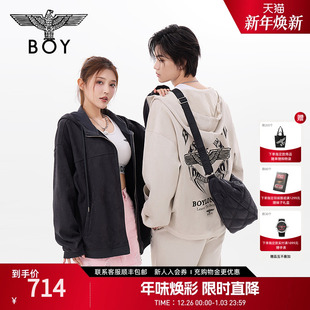 外套N06902 复古运动风连帽卫衣开衫 BOYLONDON春季 潮牌男女同款