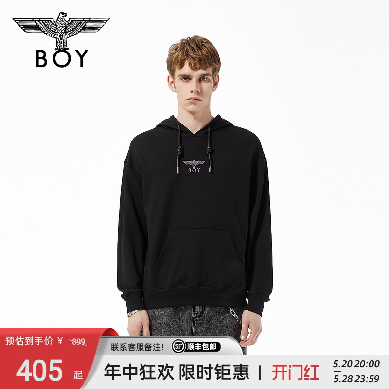 【强弩在势】BOYLONDON秋季男女款烫紫金印花连帽套头卫衣N04019 男装 卫衣 原图主图