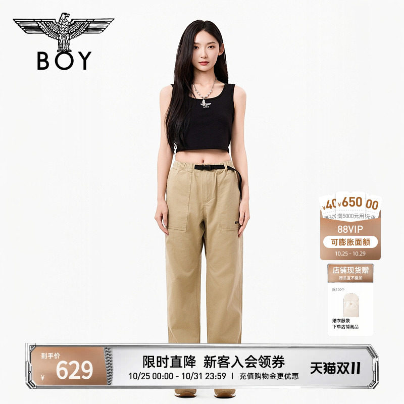 BOYLONDON个性街头风男女同款工装裤26秋冬长裤N34902