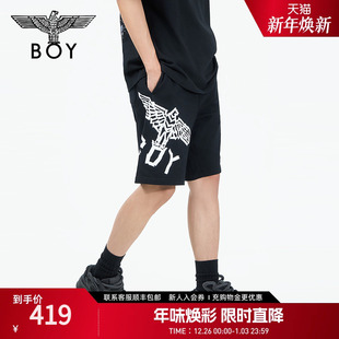 N14983 老鹰侧边胶印直筒裤 BOYLONDON春男女同款 针织短裤