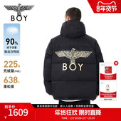 羽绒服男女款 BOYLONDON冬季 短款 加厚防寒印花连帽外套90绒N28914