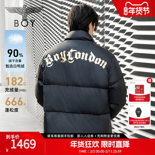 【哥特世家】BOYLONDON冬烫金黑色保暖90绒短羽绒服男女款N28912