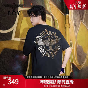 T恤烫金宽松潮牌短袖 男女同款 BOYLONDON夏季 N01805 璀璨烈阳