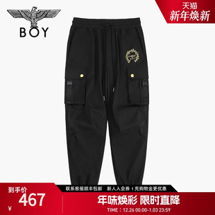 裤 BOYLONDON春季 logo贴布绣花高街工装 梭织休闲长裤 N34014 情侣款