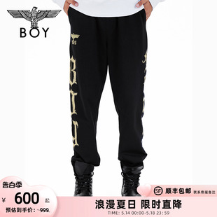 BOYLONDON秋冬情侣款 N15001 黑金logo哥特字母刺绣运动休闲裤 长裤