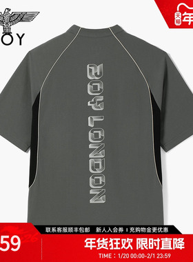 BOYLONDON春夏户外运动体恤立领半开胸拉链拼接短袖T恤N01171