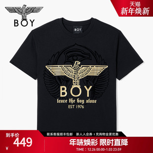 BOYLONDON春夏男女同款 T恤N01051 暗纹烫金潮牌休闲朋克短袖