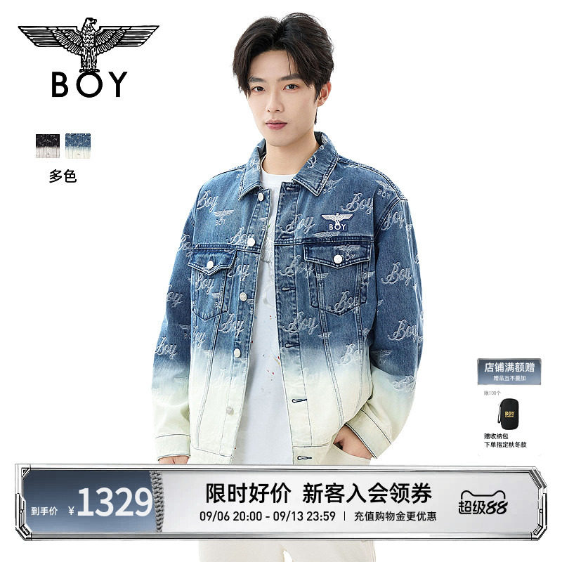 BOYLONDON潮酷朋克男女牛仔外套26年秋新款渐变提花上衣N50009图片